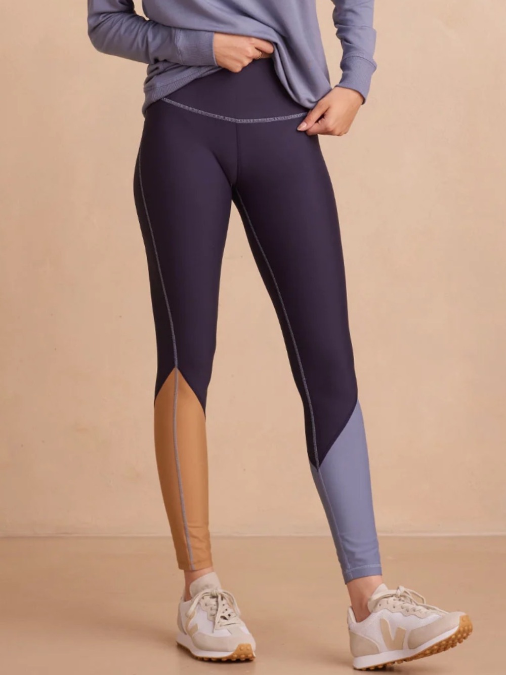 Summersalt The Colorblock High-Rise Full-Length Leggings Midnight Toffee Slate